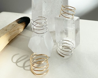 Spiral Wire Ring Silver or Gold Adjustable