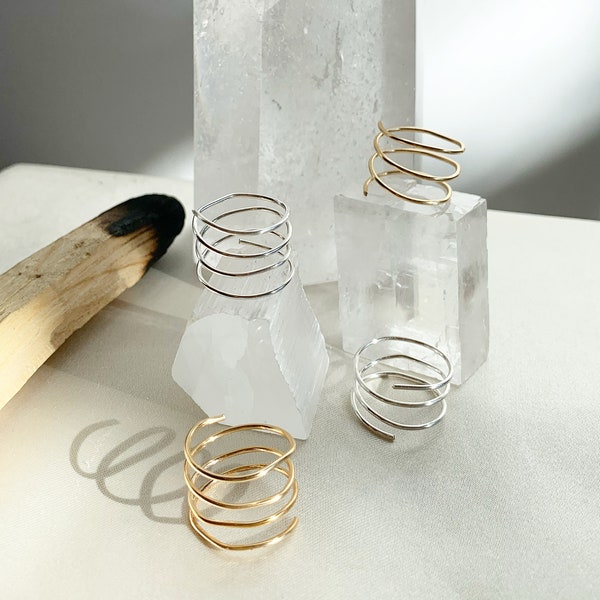 Spiral Wire Ring Silver or Gold Adjustable