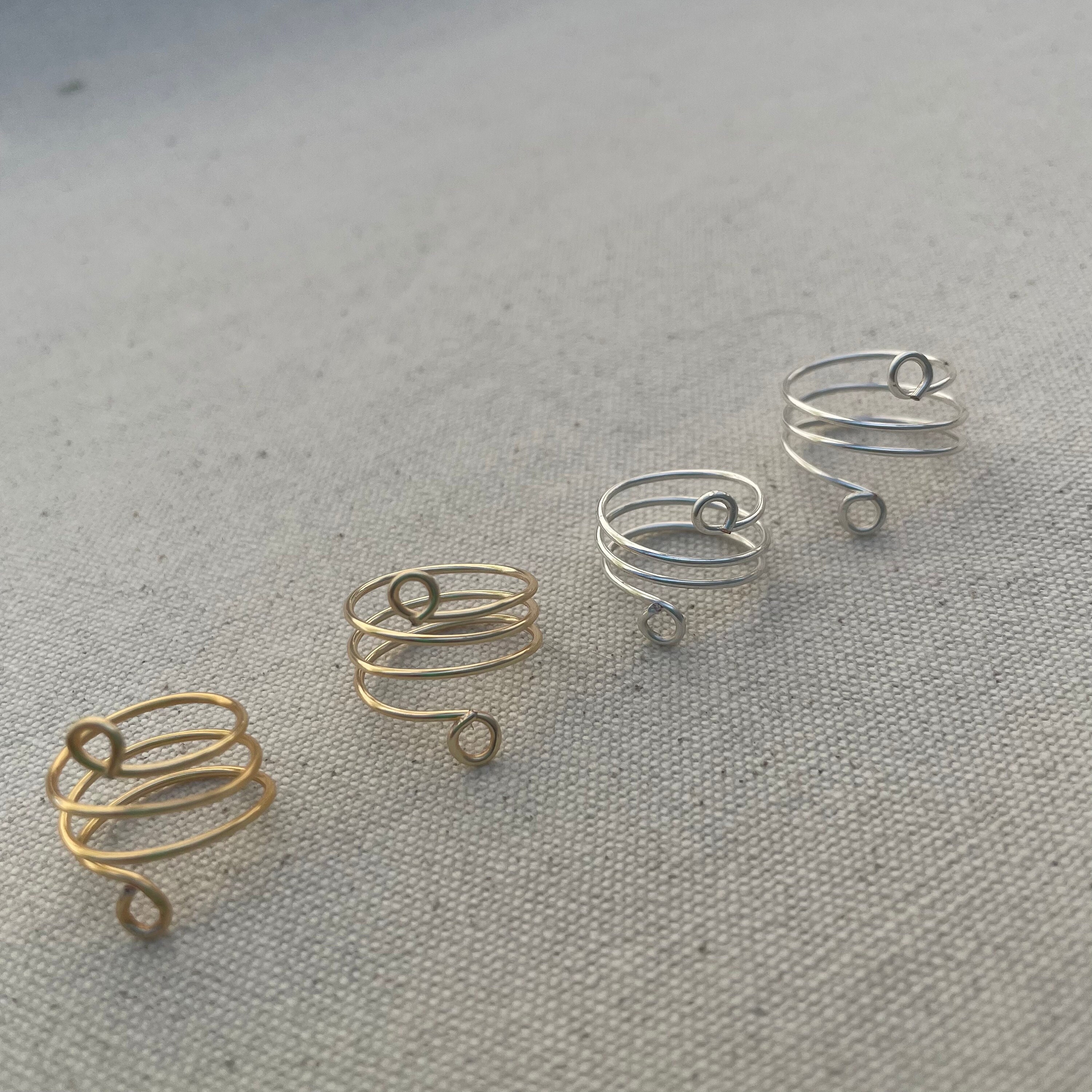 Simple Minimal Spiral Wire Ring Silver or Gold Adjustable