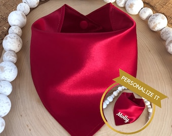 Red Satin Dog Bandana / Pet Bandana Christmas Holiday  / Special Occasion Wedding Bridal Party / Engagement Holiday Photo Pet