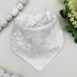 Satin & Lace Dog Bandana Off-White Ivory / Pet Bandana Wedding Bridal Party / Special Occasion