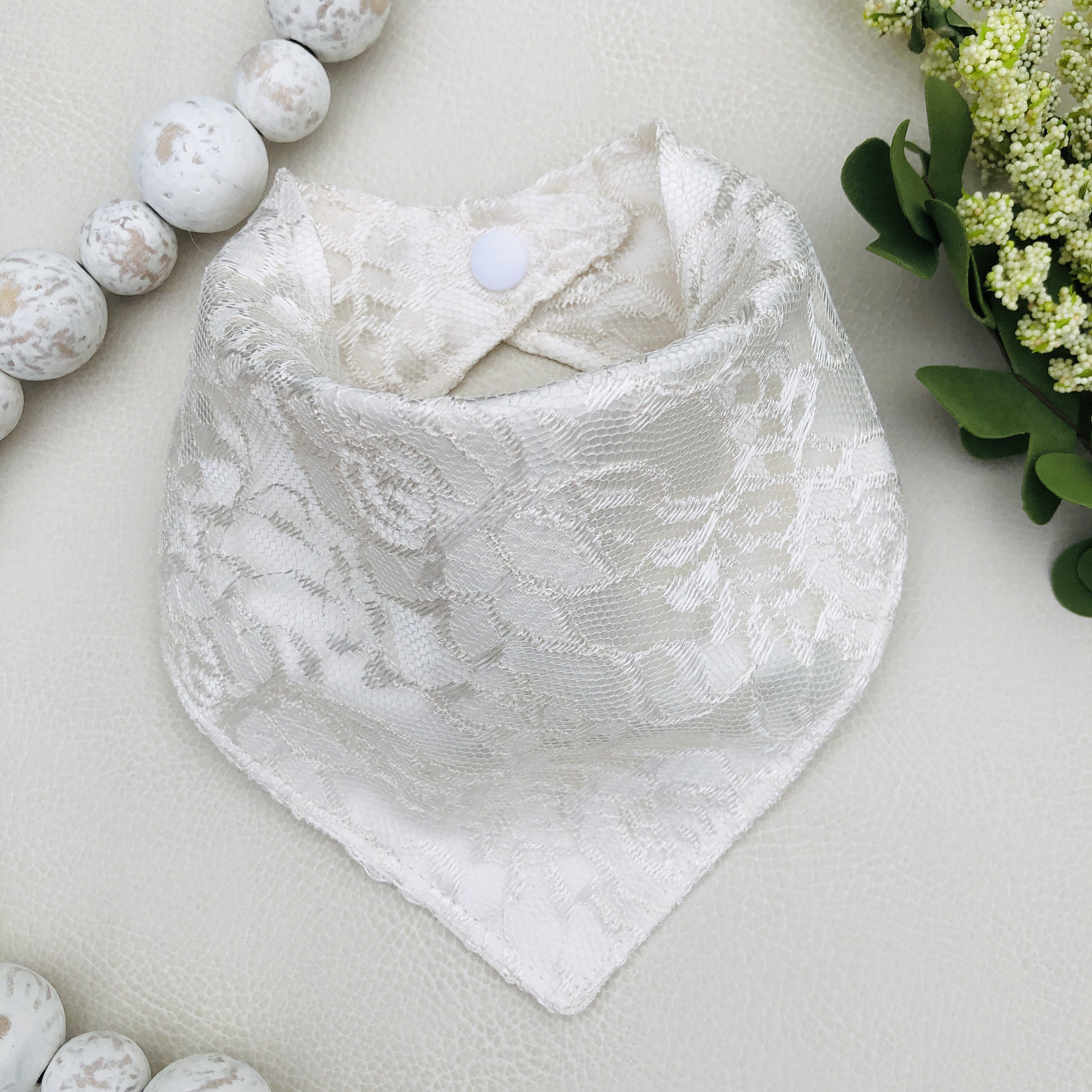 Satin & Lace Dog Bandana Off-White Ivory / Pet Bandana Wedding Bridal Party / Special Occasion