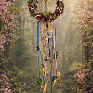 Beltane Blessings: CUSTOM Magic- Fertility, growth, promise of spring w/ enchanting charms and energies. Beltane Wedding Handfasting Wreath