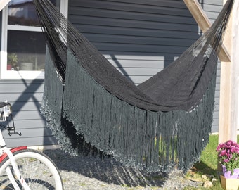 Luxury Handmade Black cotton hammock with decorative thread