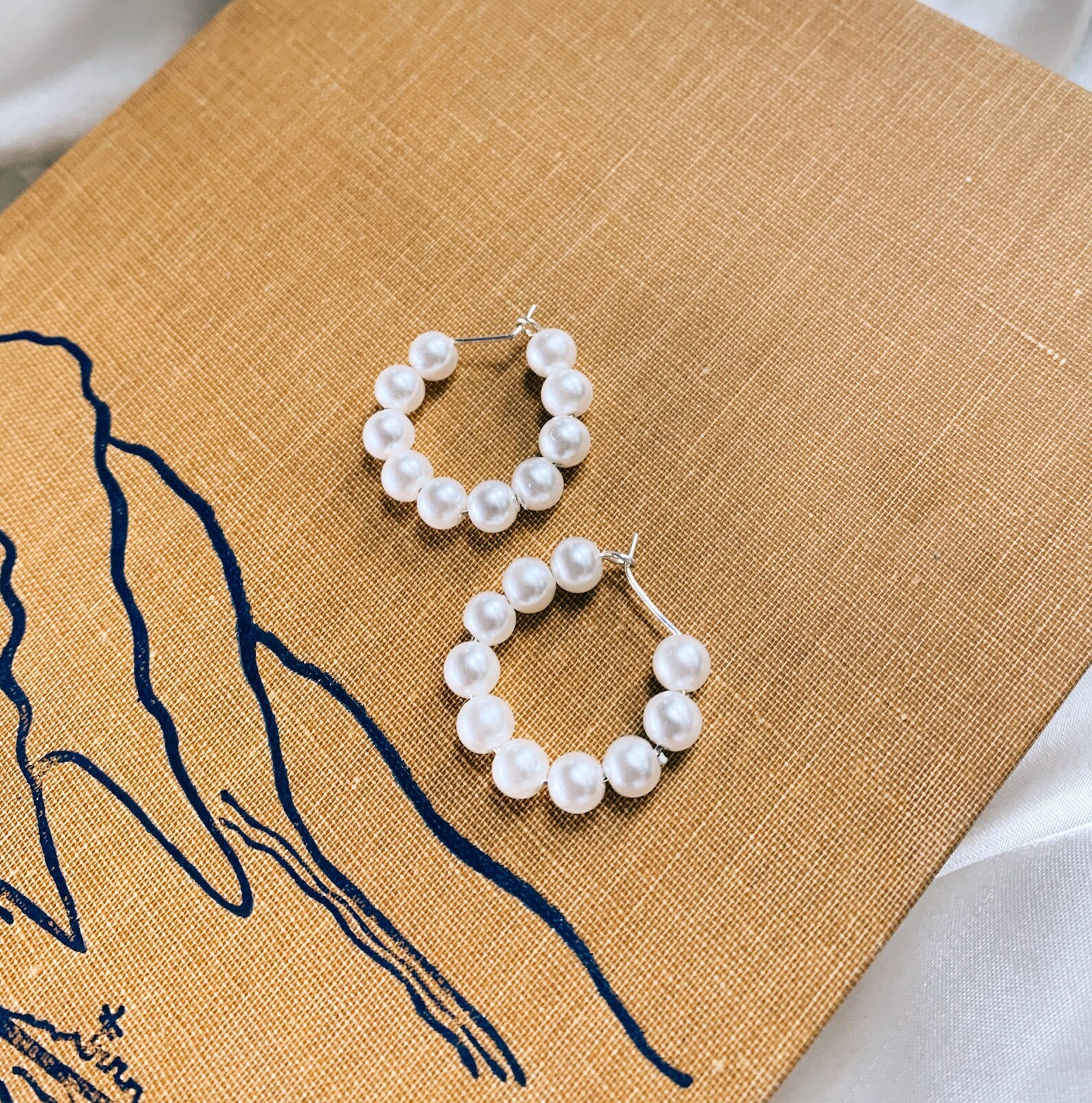 Minimalistic Pearl Hoop Earrings Silver Pearl Hoop Earrings Etsy