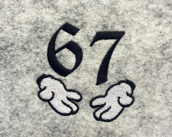 Diseño de bordado a máquina del logotipo six-seven en 3 tamaños