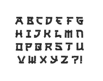 Fuente de bordado a máquina en estilo japonés, descarga instantánea (tamaño pequeño)