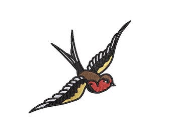 Swallow machine embroidery file American Traditional tattoo design