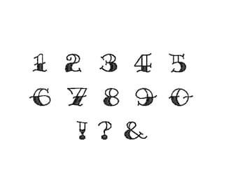 American Traditional Tattoo number embroidery font