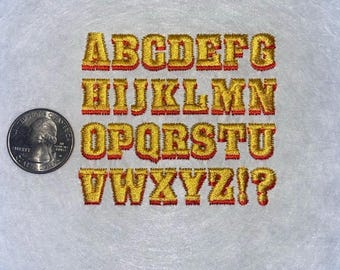 Fuente de bordado: 0,5-0,9 pulgadas de alto, 3 tamaños de letras del alfabeto, archivo .EMB, descarga digital