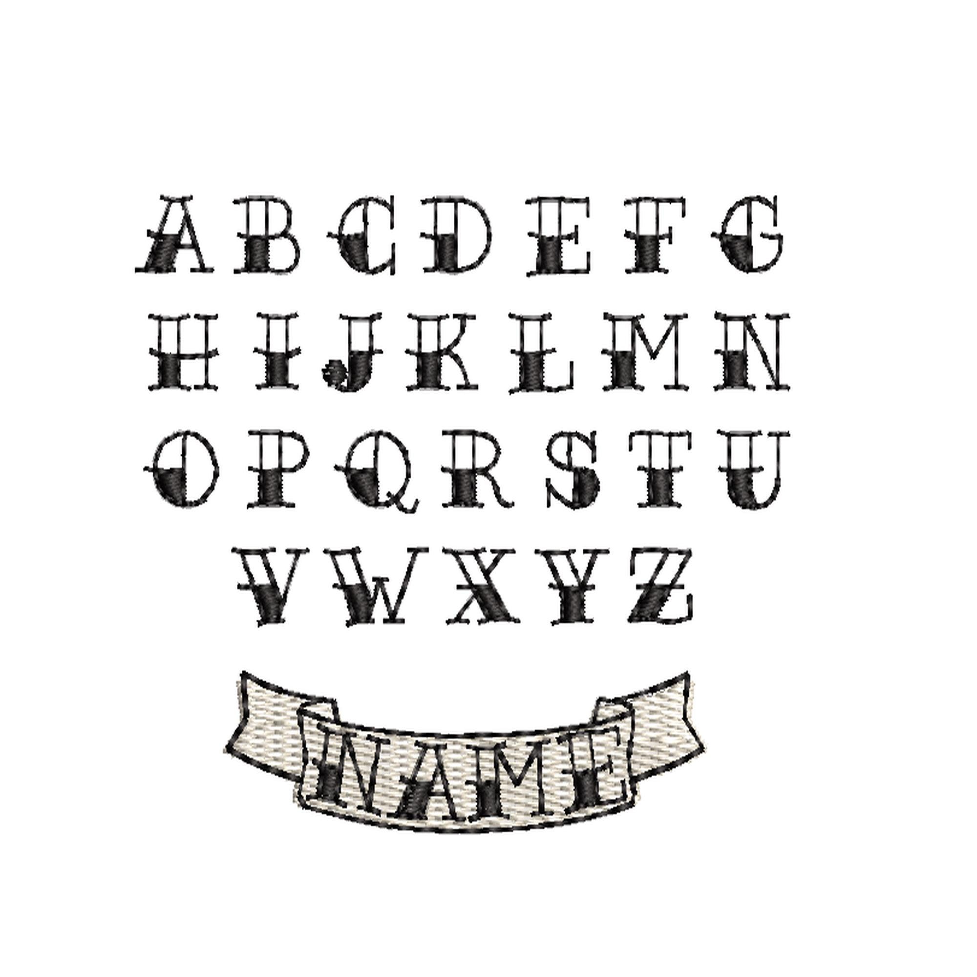 American Traditional Tattoo embroidery font