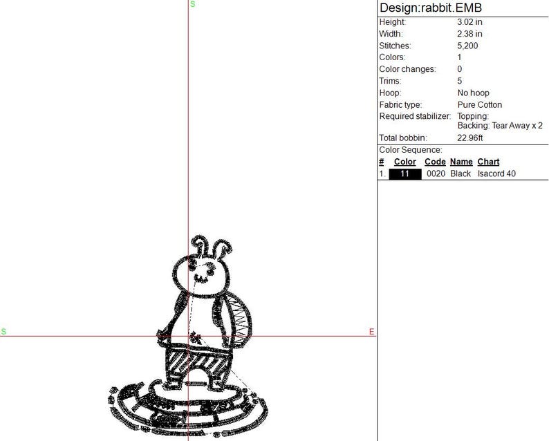 Standing Rabbit Embroidery Design Cute Rabbit Embroidery Design โ Instant Download - Etsy