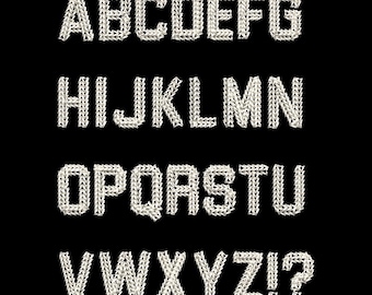 Fuente de alfabeto con puntada de cadeneta falsa - archivo digital de bordado - tamaño pequeño-