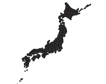 Diseño de bordado del mapa de Japón: archivo de contorno (descarga digital)
