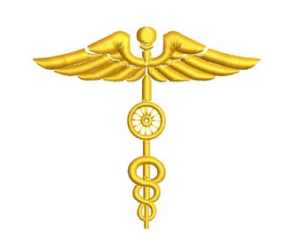 Diseño de bordado de caduceo – Descarga digital – 3 tamaños