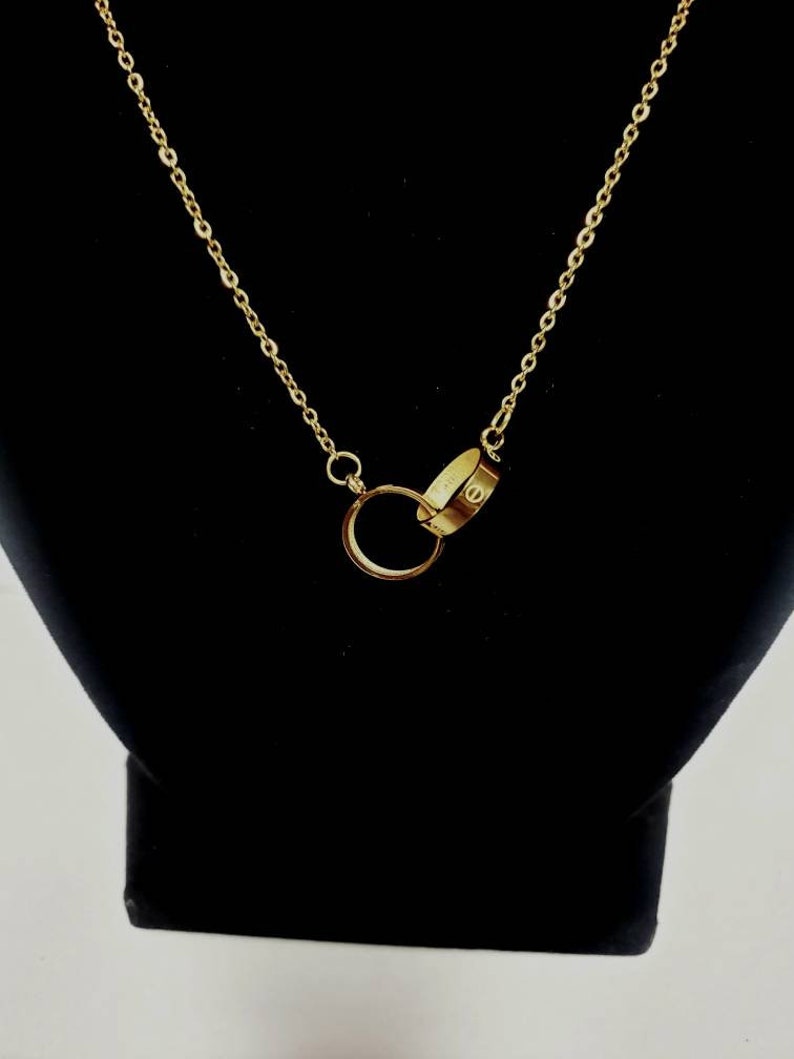 Double ring pendant necklace 14k Gold necklace High quality Etsy