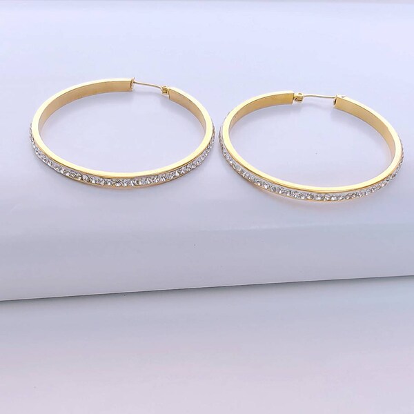 Cz Gold Hoop Earrings, Diamond  Hoop Earrings, cz hoop Earrings, Large Hoops Earring Gold jewelry, Gold Jewelry For Women Small Hoop Earring