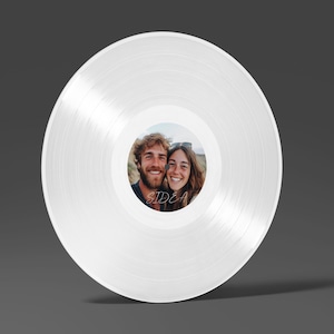 12&quot; White Solid Color Vinyl Mixtape Two Sided Fully Custom + Songs, Pic in the Middle Your Amazing Playlist On Vinyl, We Press and Ship Fast