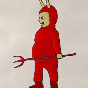 Devil Boy Print, Devil print demon satan cartoon dark art horror art witch gothic lucifer halloween trick or treat devils demons