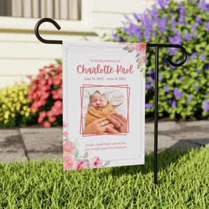 Gepersonaliseerde foto herdenkingsbegraafplaatsvlag voor kind, aangepaste herdenkingstuinvlag, in herinneringsdecoratie, begraafplaatsdecoratie