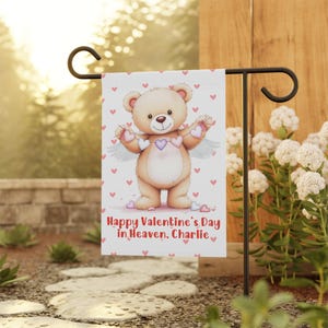 Bandiera commemorativa personalizzata per cimitero di San Valentino per bambini – Decorazione da giardino personalizzata in memoria / Omaggio per la perdita di un neonato