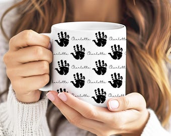 Custom Baby Handprint or Footprint Mug with Name, Memorial or Keepsake Gift