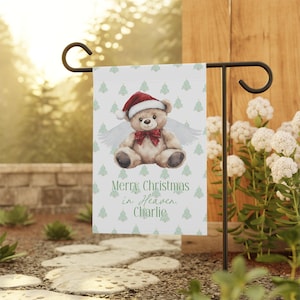 Bandiera da giardino personalizzata "Natale in Paradiso" per bambini, bandiera da cimitero di Natale per neonati, angelo bambino, angelo Natale, perdita di un neonato