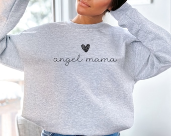 Angel Mama Sweatshirt, Custom Mama Shirt, Mothers Day Hoodie, Gift for Mom, Mom Sweaters, Gift for Wife, Her, Birthday Gift