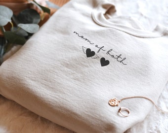 Moletom personalizado para mãe de dois filhos, Moletom para mãe de anjo, Mãe de anjo, Mãe que perdeu um ente querido, Mãe enlutada