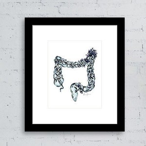 Floral Colon Watercolor Print - Floral Abstract Colon - Gastroenterology Art - Colon Cancer Art  - Colorectal Gift - Graduation gift