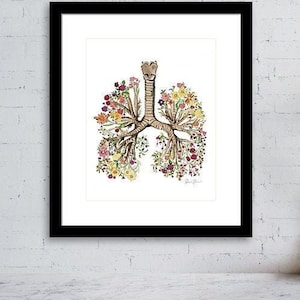 Lungs Floral Watercolor Print- Abstract Lungs - Thoracic Surgery Art - Pulmonology Art - Abstract Anatomy - Medical Art - Graduation gift