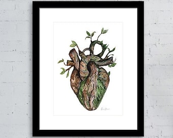 Abstract Watercolor Heart Print - Tree Heart - Surgery Art - Abstract Art - Anatomy Art - Medical Gift - Graduation gift