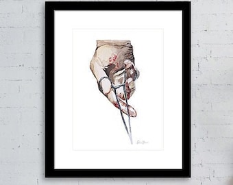 Impresión de acuarela de mano de cirujano - Arte de cirugía - Arte de anatomía abstracta - Regalo médico - Regalo de cirujano - Regalo OBGYN - Regalo de graduación