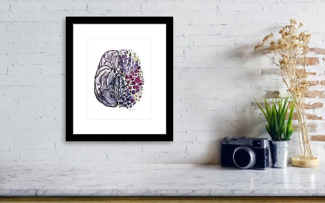 Floral Brain Watercolor Print - Abstract Brain - Neurosurgery Art ...
