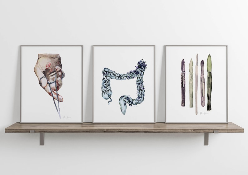 Floral Colon Watercolor Print - Floral Abstract Colon ...