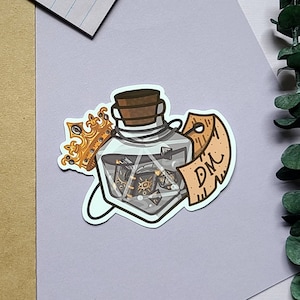 DM / Dungeon Master's Polyhedral Dice Potion Bottle Sticker