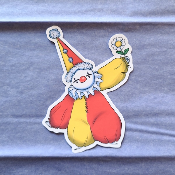 Vinyl Flower Clown Sticker for Laptop, Water bottle, or Journal
