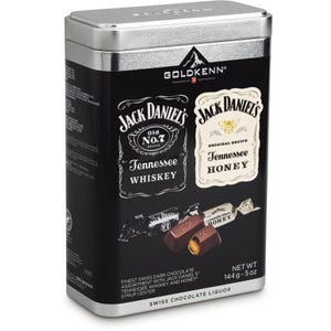 GOLDKENN Geassorteerde pure chocolaatjes met Jack Daniels Tennessee Whiskey en honing in een geschenkblikje 144 g