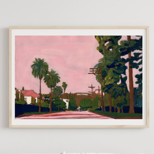 Los Angeles Art Print Skyline Watercolor Painting California Etsy