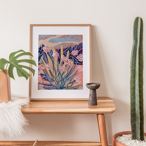 Abstract Desert Botanical Print | Agave Plant Painting | Vintage Midcentury Modern Southwestern Wall Art | Matisse Floral Landscape Poster