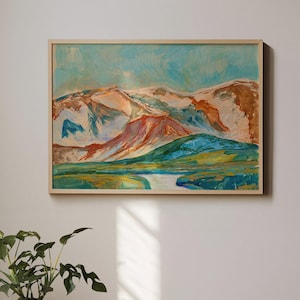 Colorado Bergsee Druck | Southwestern Travel Poster | Natur Wald Nationalpark Gemälde | Western-Wand-Dekor | Vintage Mid-Century