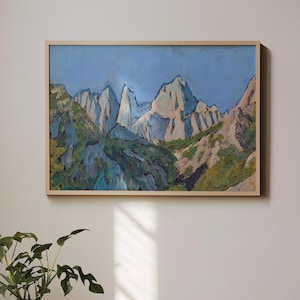 Mt. Withney Kalifornien Reisedruck | Vintage Midcentury modernes Plakat | Natur Wald Wand Dekor | Redwoods Nationalpark Landschaft