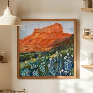 Big Bend Nationalpark Sonnenuntergang Druck | Texas Reise Poster | Marfa Blumen | Abstrakte Landschaft Gemälde | Südwestlichen Dekor