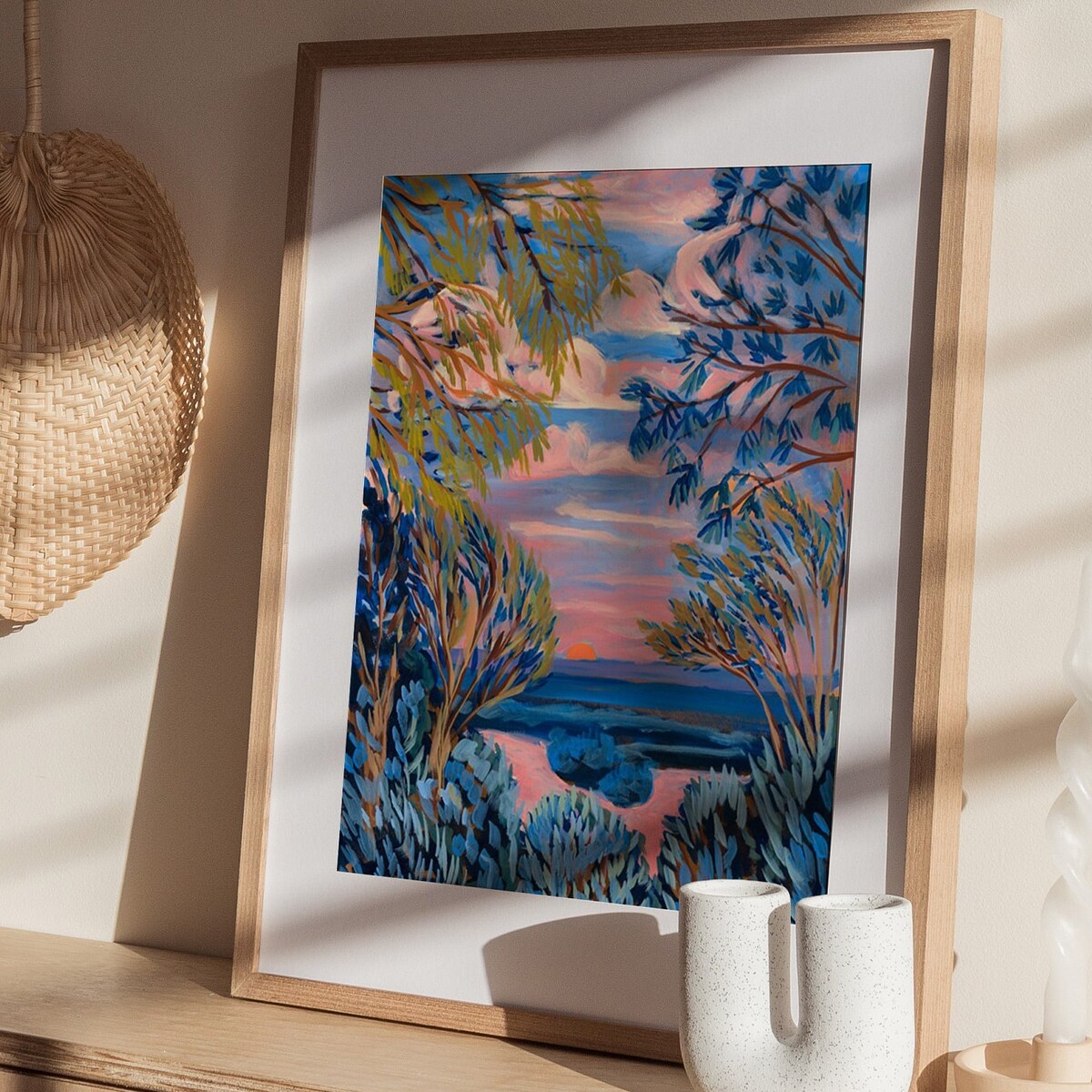 Blue Hill Country Sunset Lake River Travel Poster Nature Forest Wall Art Southwestern Decor Vintage Austin - Etsy