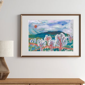 Abstract Mountain Landscape Colorful Nature Poster Vintage Midcentury Modern Print Texas California Wall Art Southwestern Decor image 3