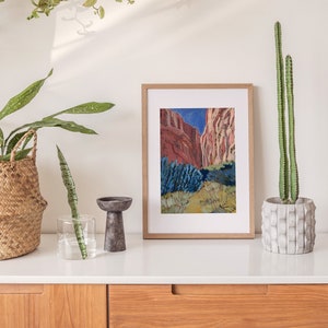 Santa Elena Canyon Mixed Media Print | Colorful Collage Texas Travel Poster | Vintage Midcentury Modern Big Bend National Park Painting