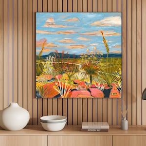 Western Botanical Landscape Print | Big Bend National Park Cactus Poster | Colorful Agave Desert Decor | Retro Terlingua Rocks