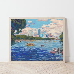 Lady Bird Lake Print | Wall Art Austin TX | Texas Decor | Barton Springs Print | Austin Texas Painting | Barton Creek | Swimming Poster