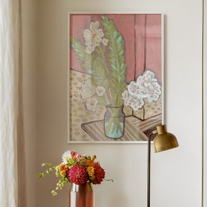 Abstract Matisse Still Life | Neutral Floral Print | Modern Minimalist Flower Illustration | Botanical Wall Art | Kitchen Decor | Dining Art