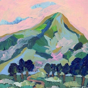 Colorful Mountain Print | California Colorado Landscape Wall Art | Abstract Vintage Retro Midcentury Modern Nature Painting | Boho Decor